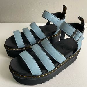 Dr. Martens Blaire Hydro Blue Leather Platform Strap Sandal Women’s Sz 10